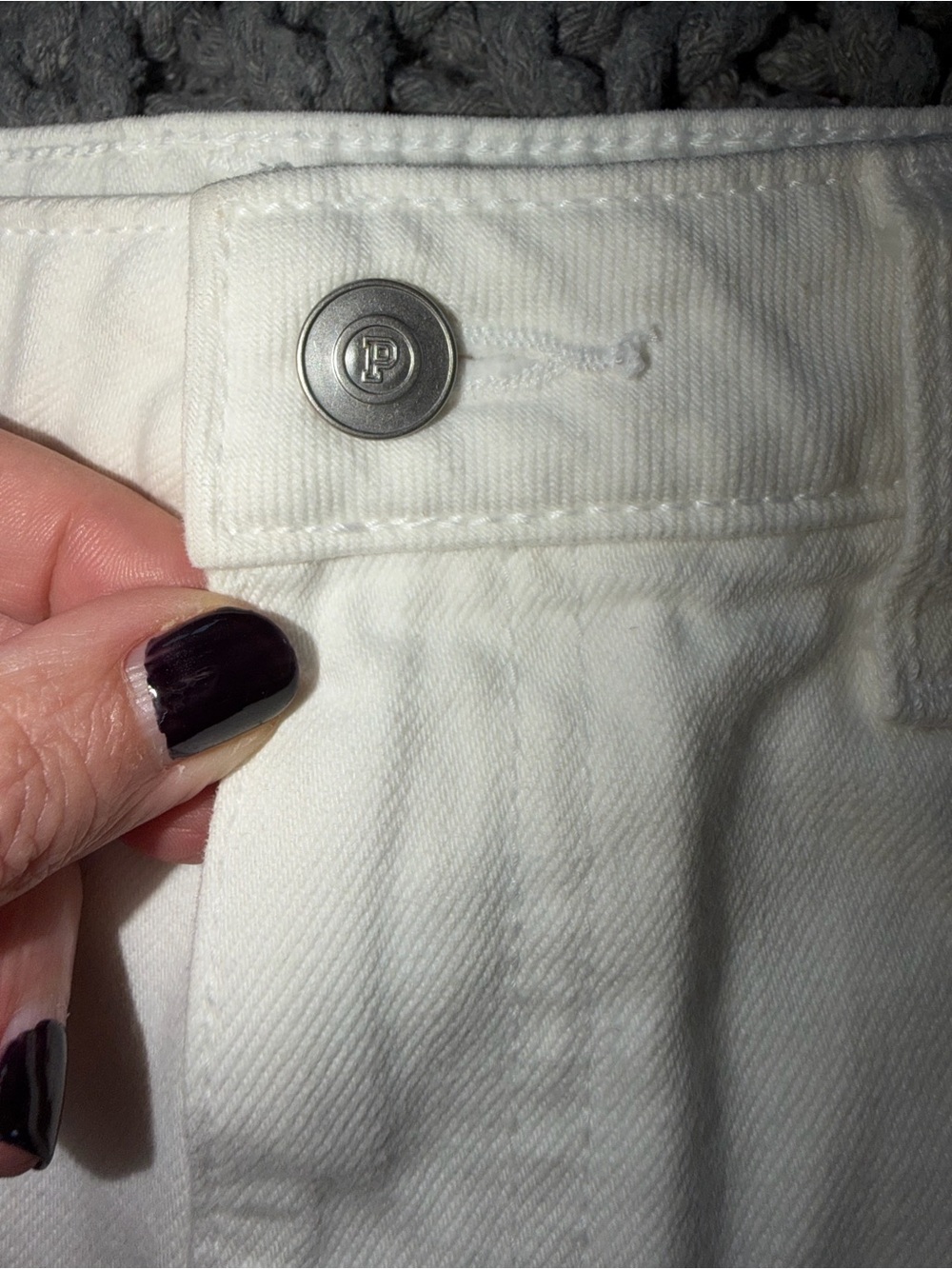 PINK Victoria's Secret White Denim Jeans with Black Nail Accent